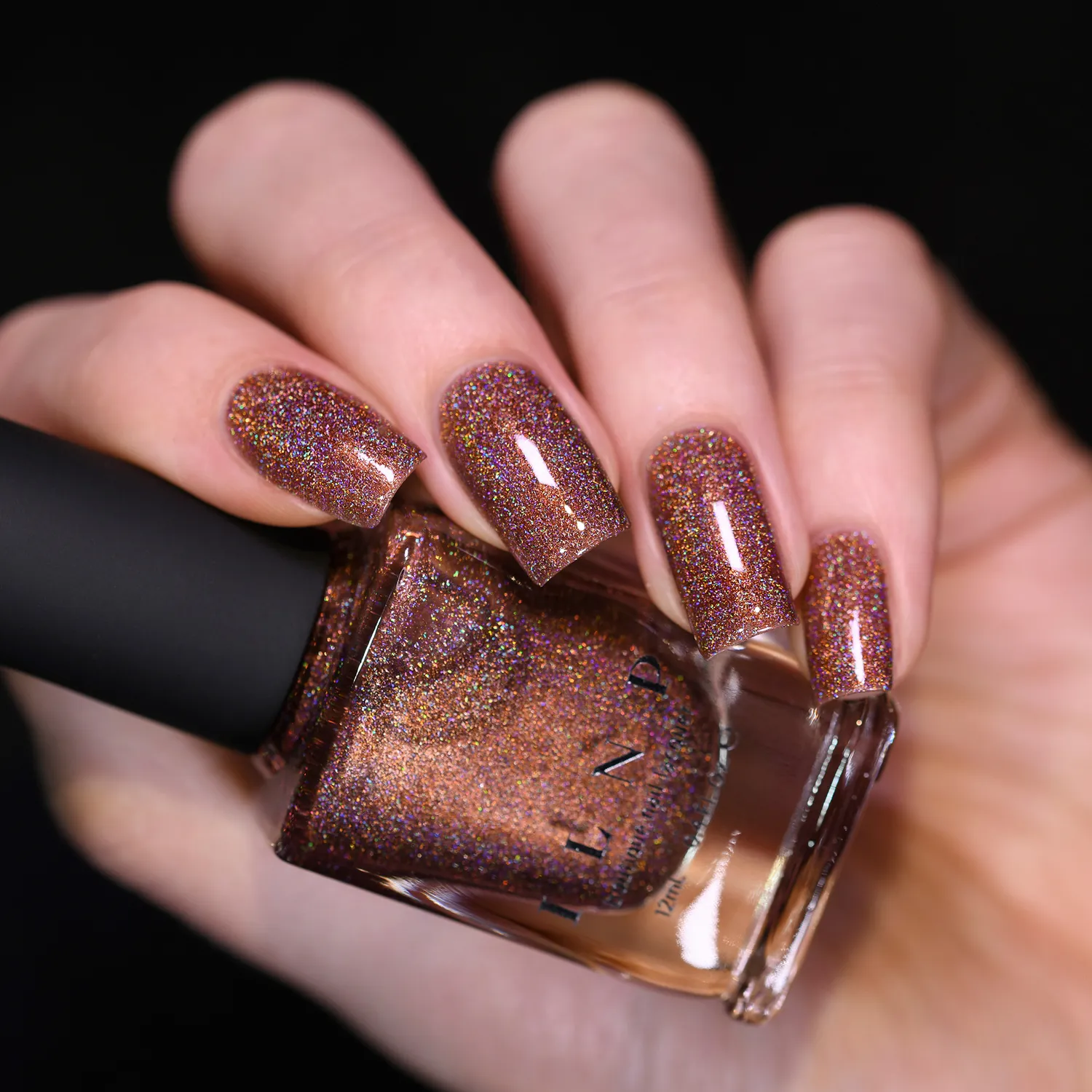 ILNP nagellack Brownstone brun holografisk