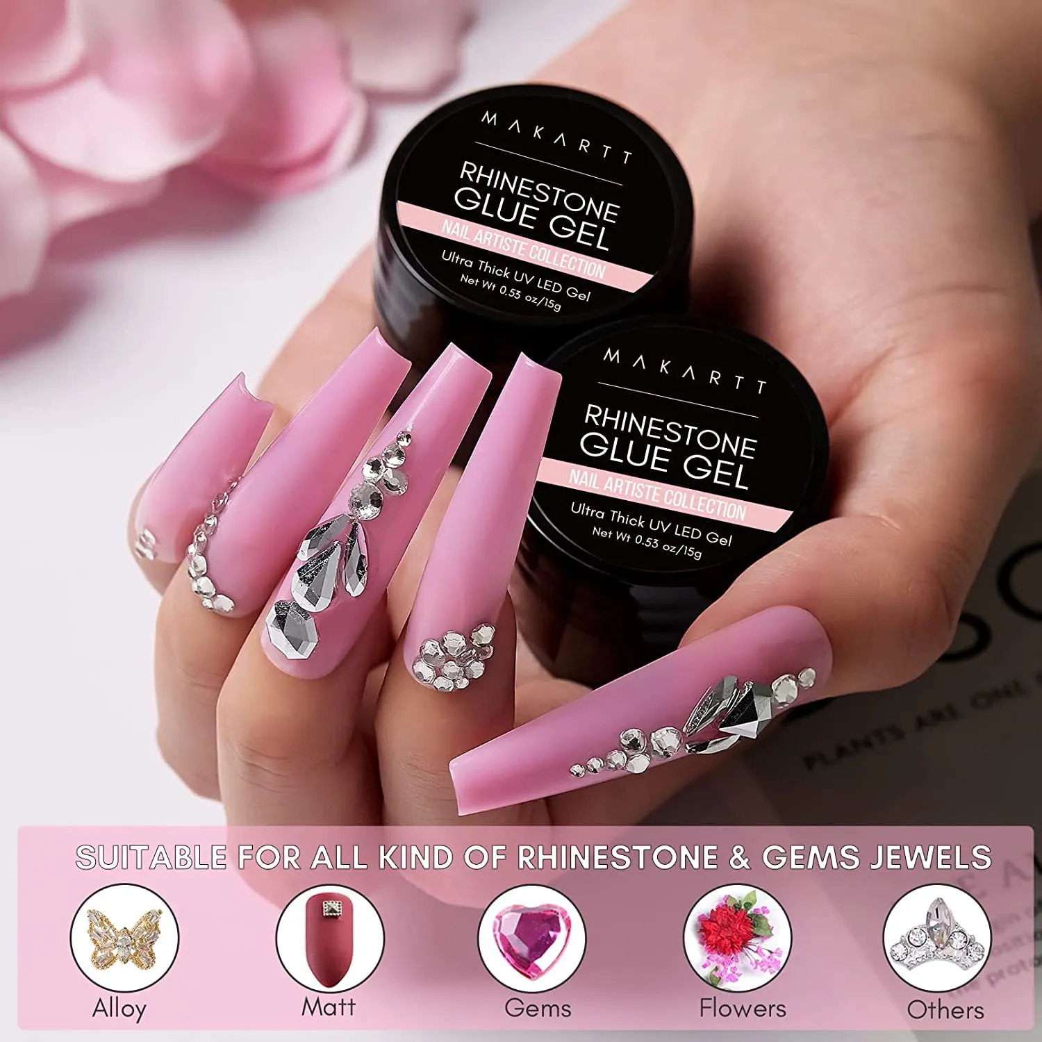 Makartt Rhinestone Glue nagellim med pensel 15g