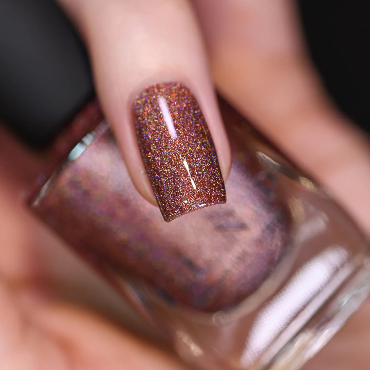 ILNP nagellack Brownstone brun holografisk