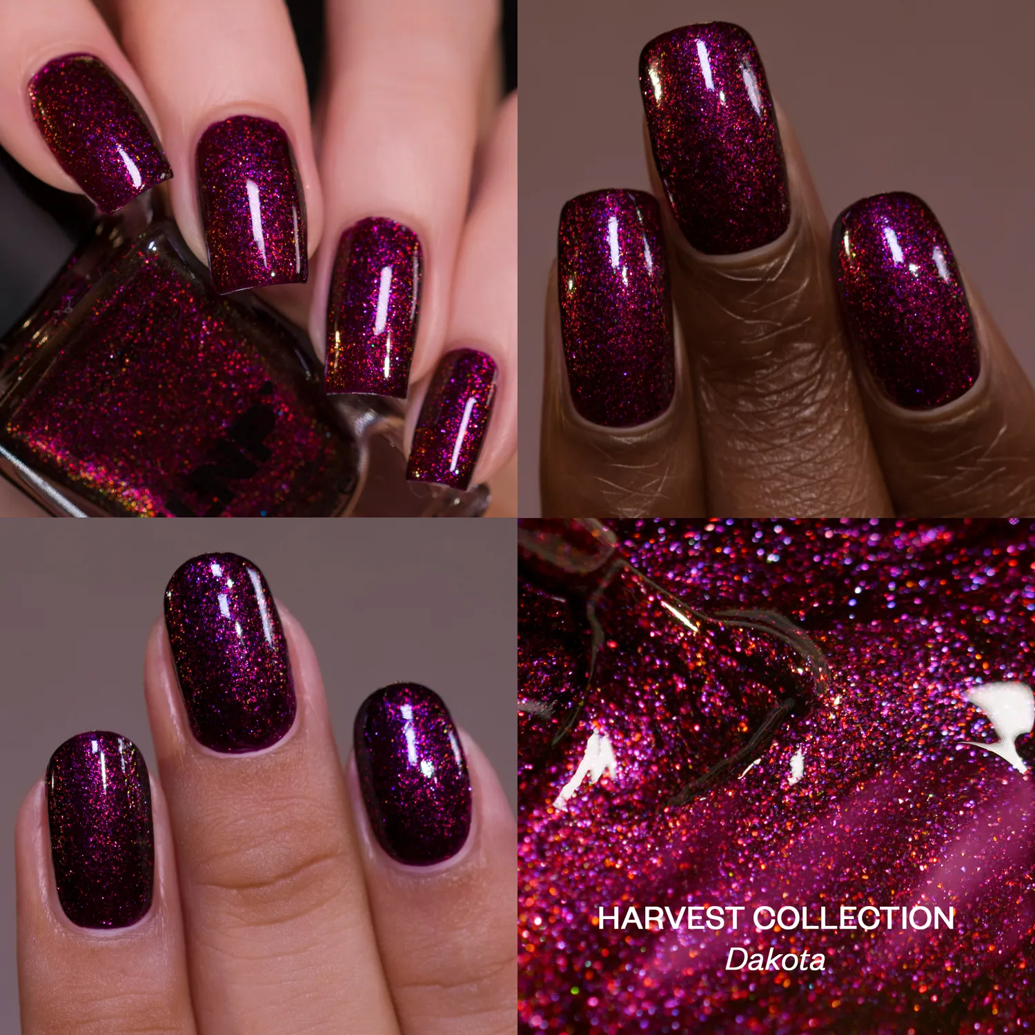 ILNP Harvest Dakota nagellack mörkbär glitter