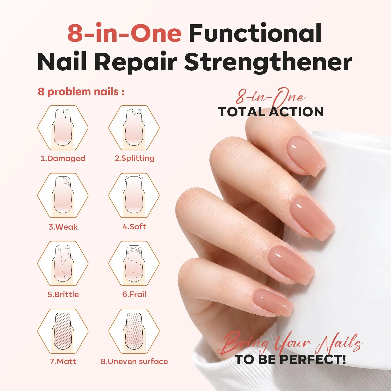 Modelones Nail Care nagelstärkare Warm Pink för sköra naglar