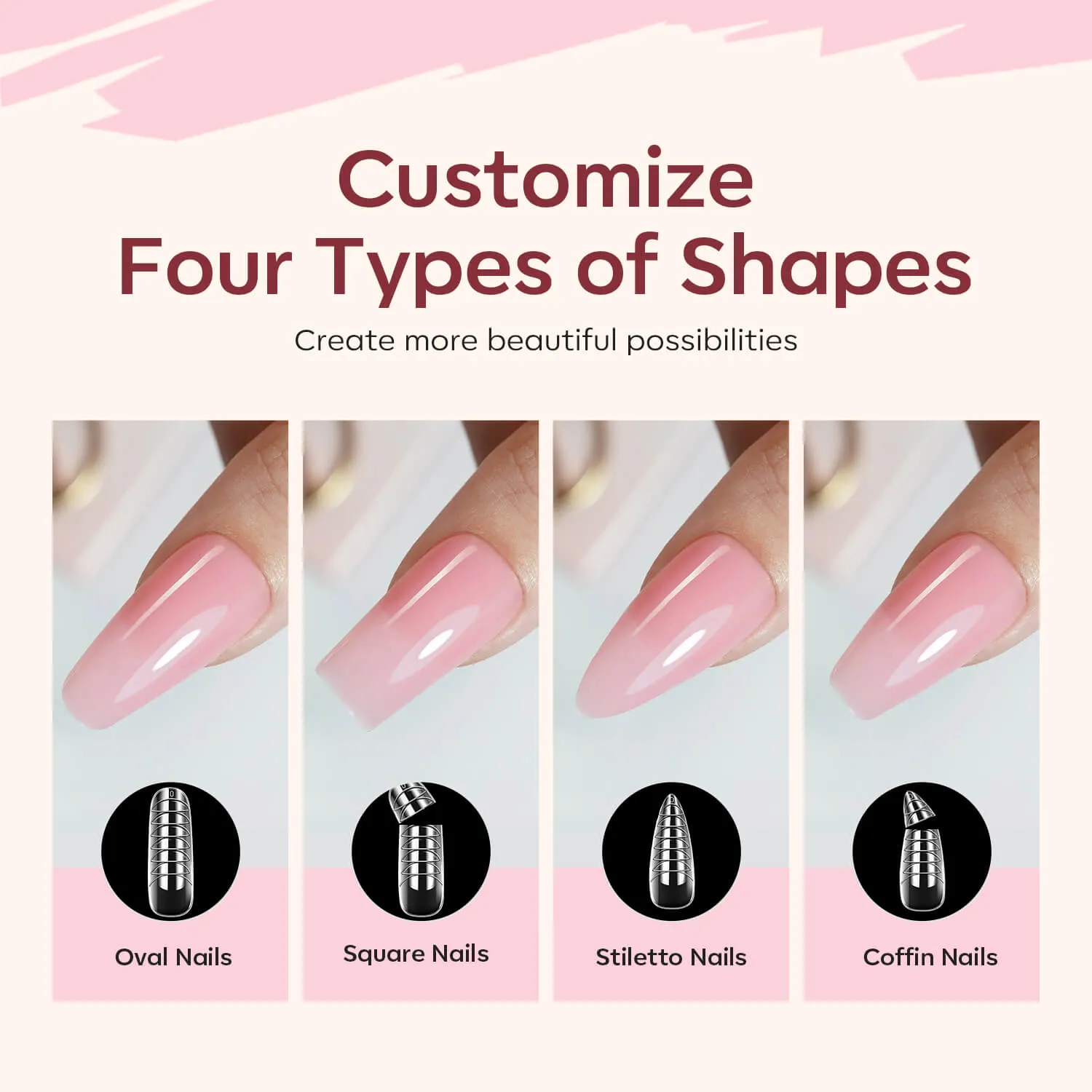 modelones Nude Clear Black Pink polygelkit 4 toner