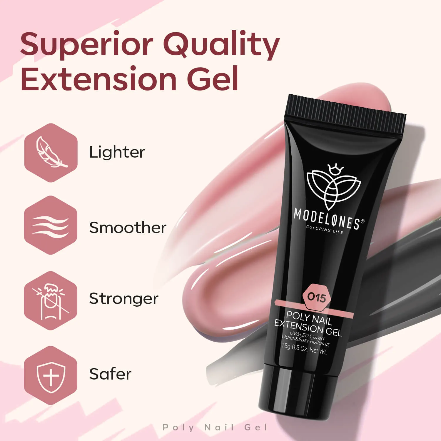 modelones Nude Clear Black Pink polygelkit 4 toner