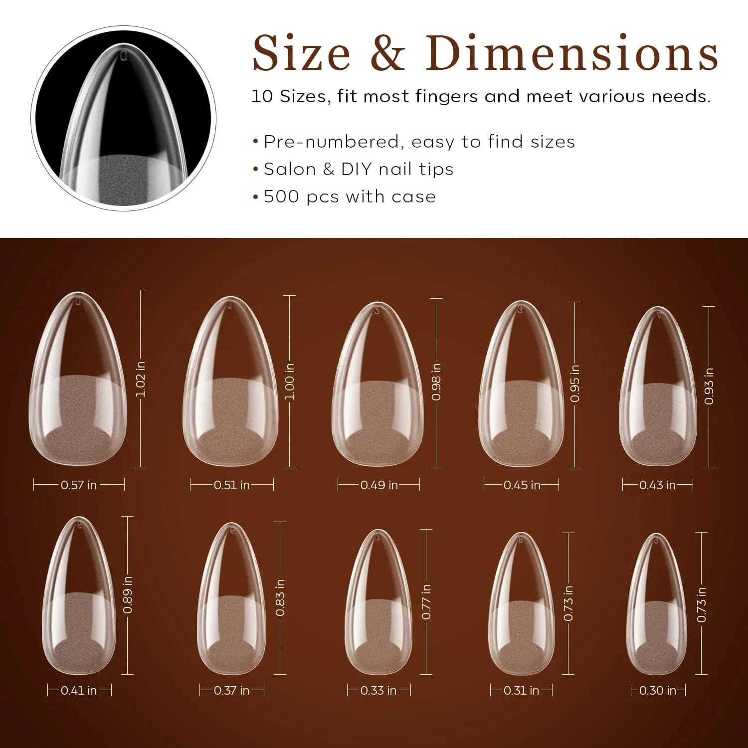 Modelones Full Cover lösnaglar medium almond frosted