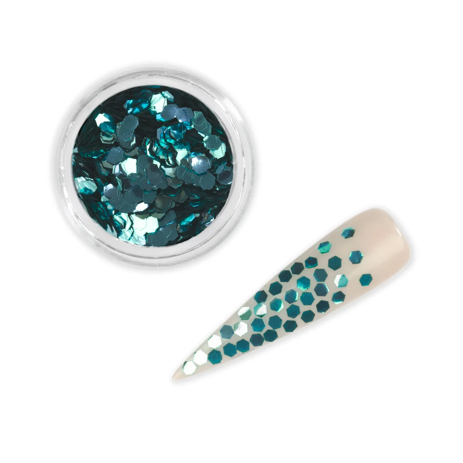 Iz Beauty Aqua Hexagon glitter 6g turkos nedbrytbar