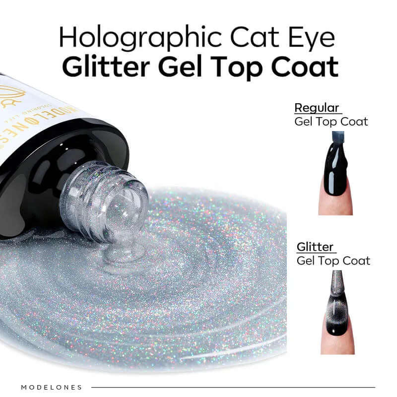 Modelones Holographic Glitter gel top coat cat eye 10 ml