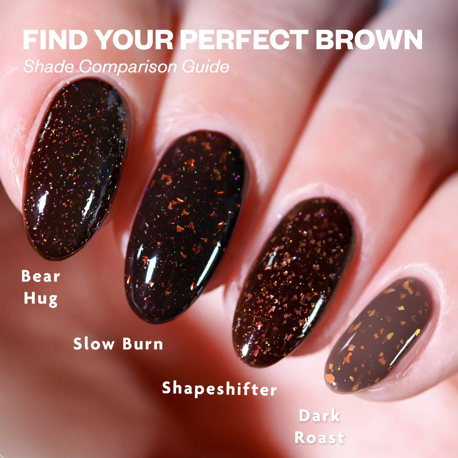 ILNP Slow Burn nagellack brun kopparflakes