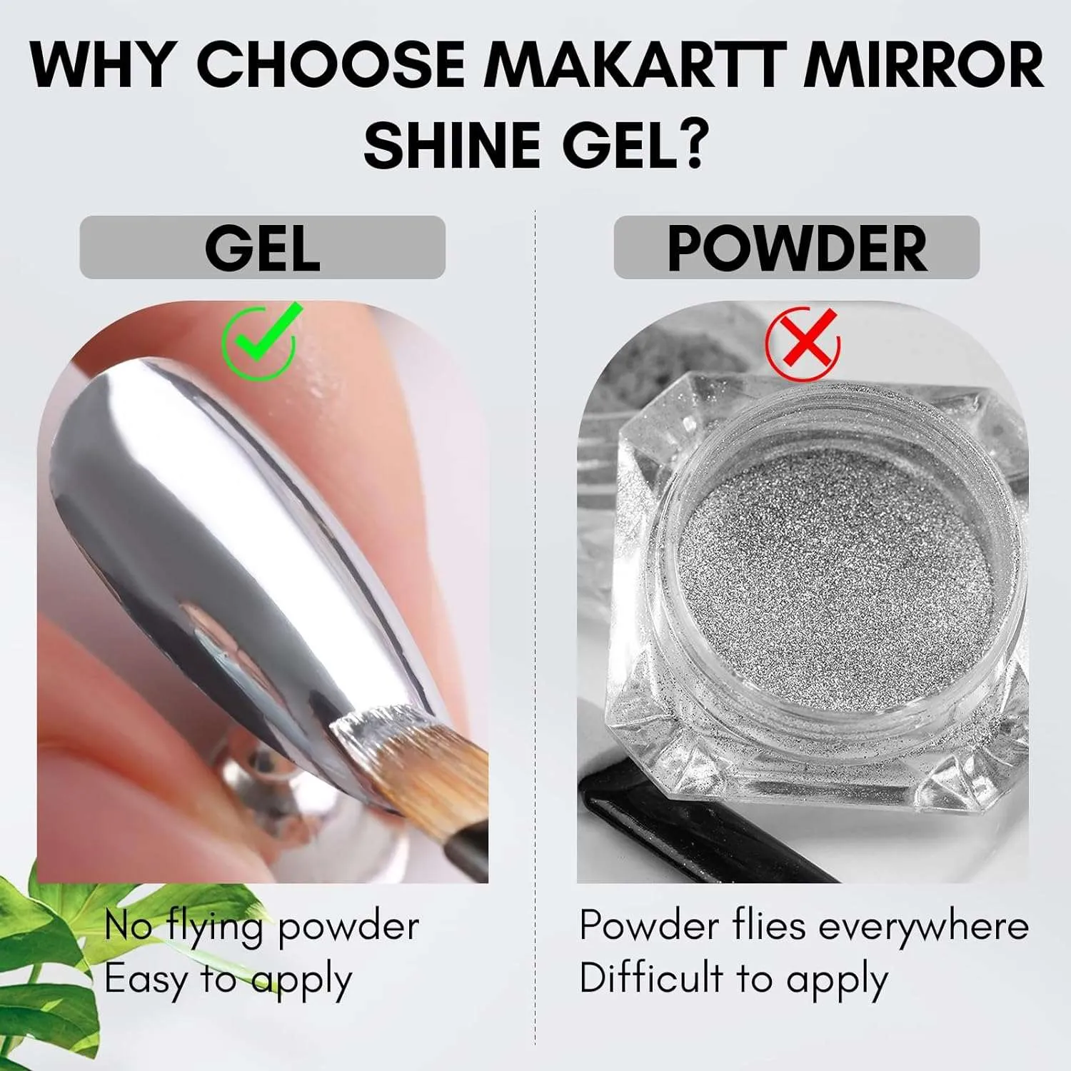 Makartt Mirror Metallic Gel nagellack Silver spegeleffekt