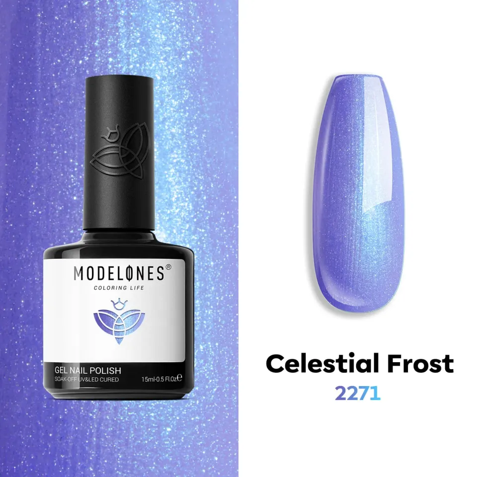 Modelones Inspire Gel Celestial Frost gellack 15 ml blå shimmer