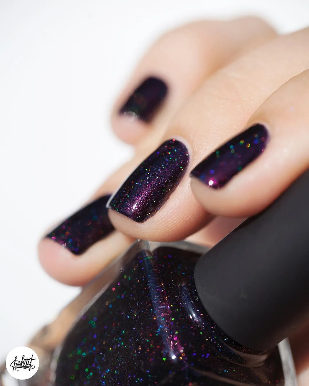 ILNP Mon Amour nagellack holografisk mörklila