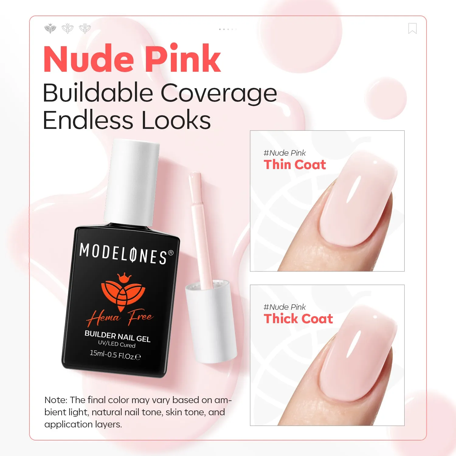 Modelones Pink Cloud HEMA-fri nagelgel rosa 15ml mild