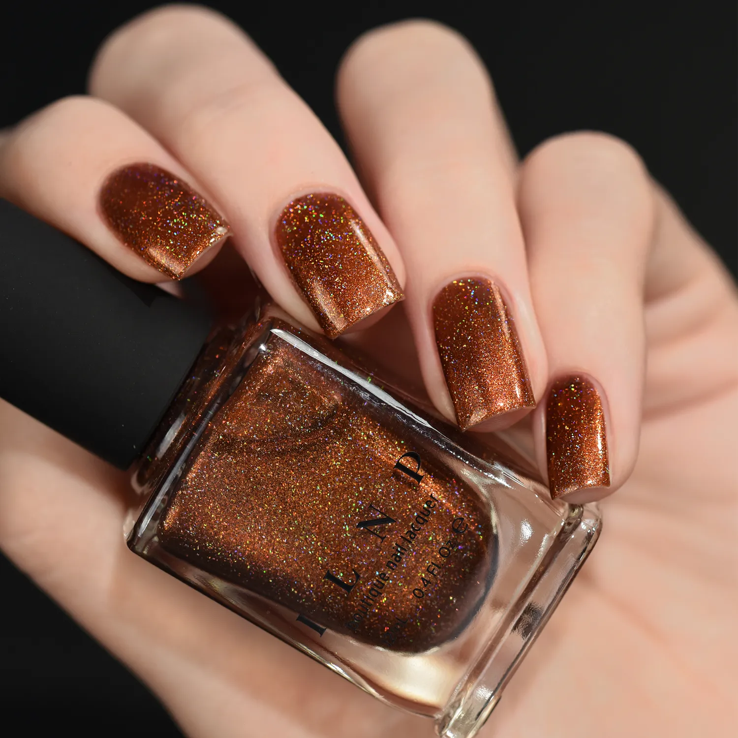 ILNP Cabin Fever nagellack bränd orange holographic