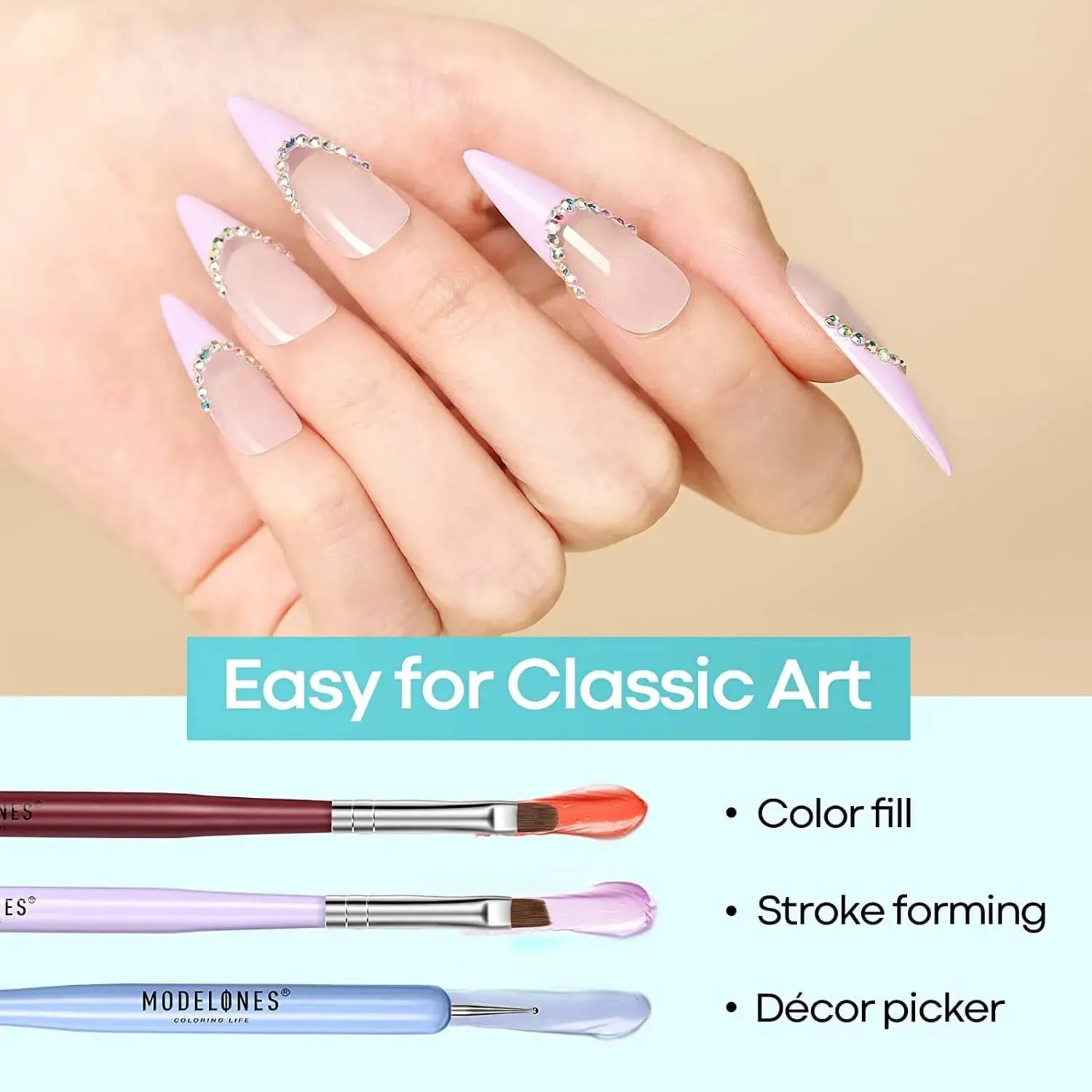 modelones Nail Art Liner penselset 6-pack tunn