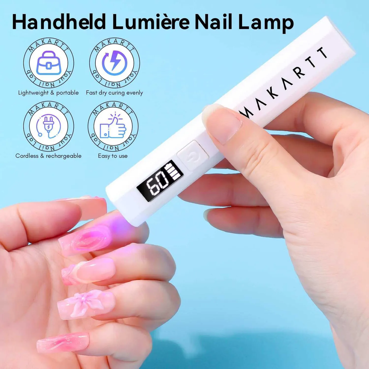 Makartt Mini Handheld LED nagellampa vit portabel