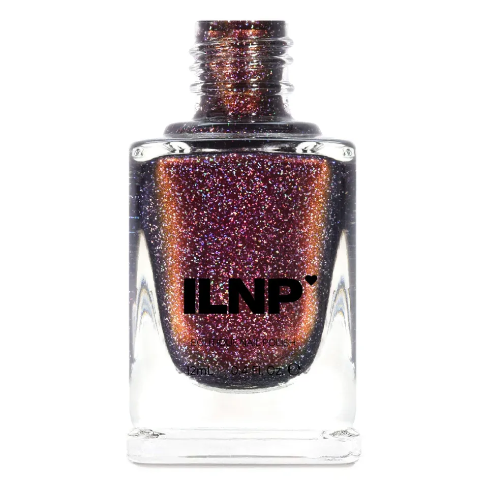 ILNP Bardot nagellack mahognyröd holografisk