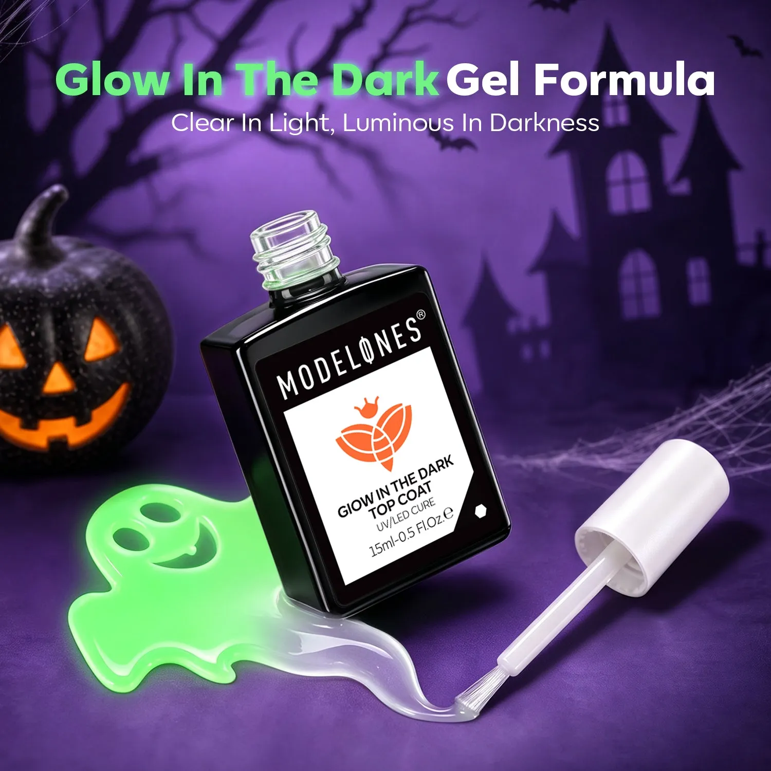 Modelones Glow in the Dark top coat gel självlysande