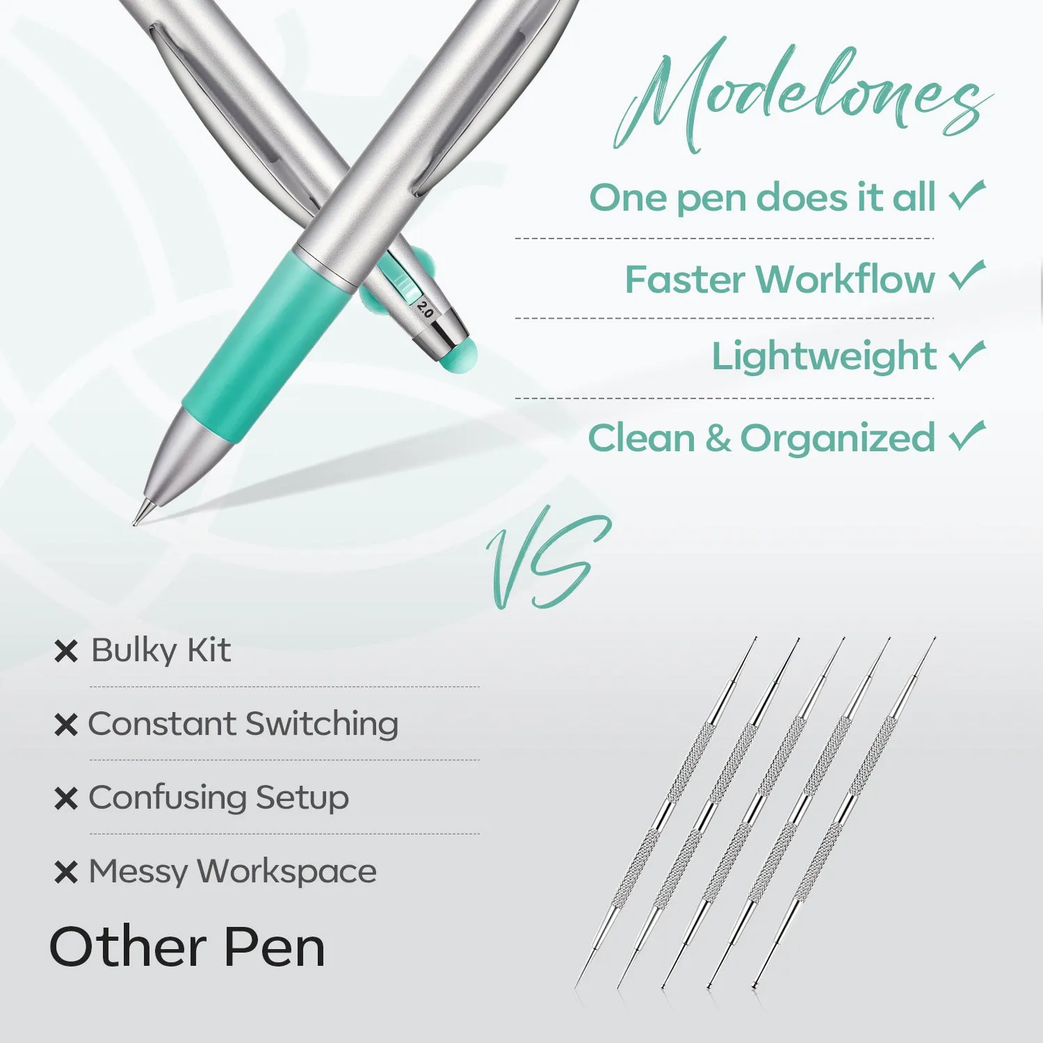 Modelones 5-i-1 dotting tool nagelpenna silikon
