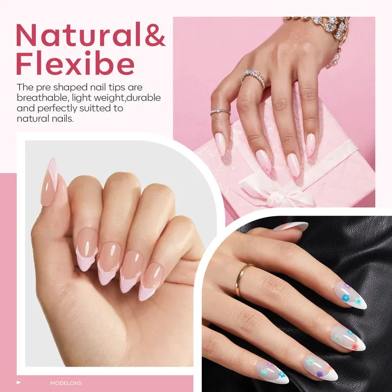 Modelones Medium Almond nageltippar kit 510-pack halvmatt