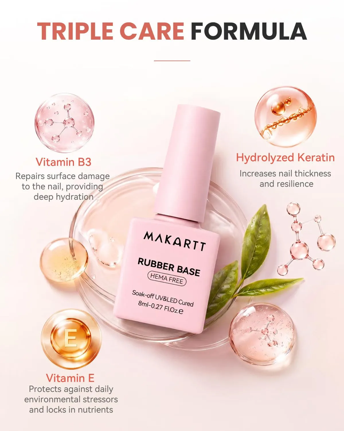 Makartt Hema-free Rubber Builder Base Gel Glitter Nude