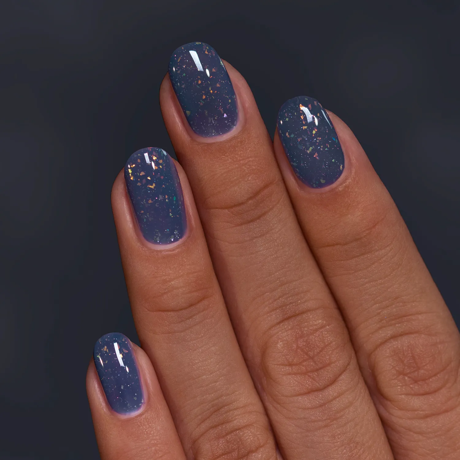 ILNP Starlight nagellack indigoblå flakie