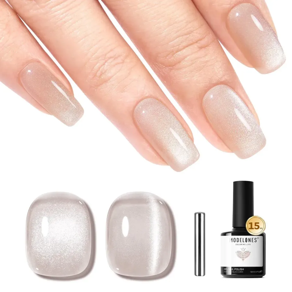 Modelones Cat Eye gellack silver nude 15 ml magnetisk