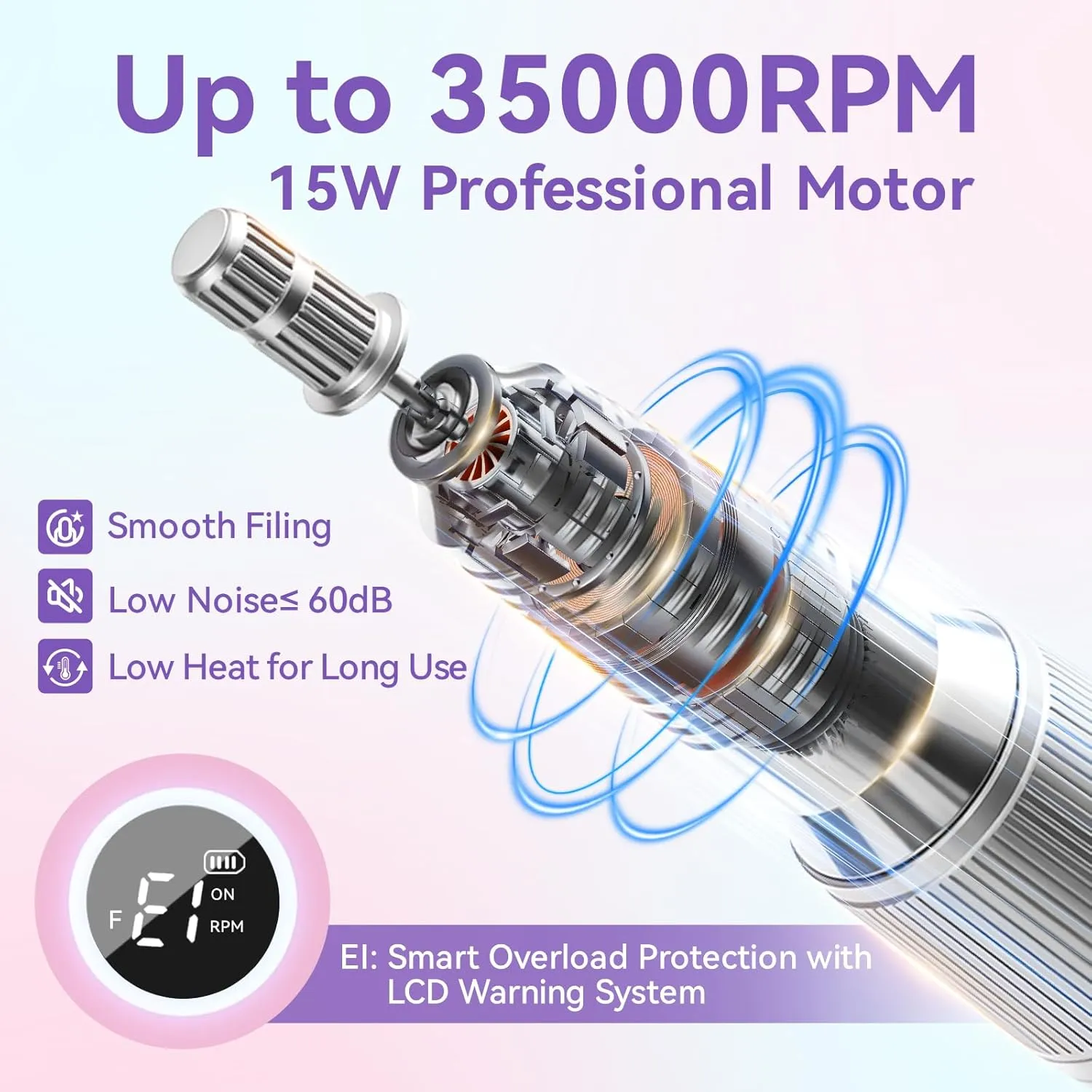 Makartt Yeeyan 35000 RPM nagelslip rosa