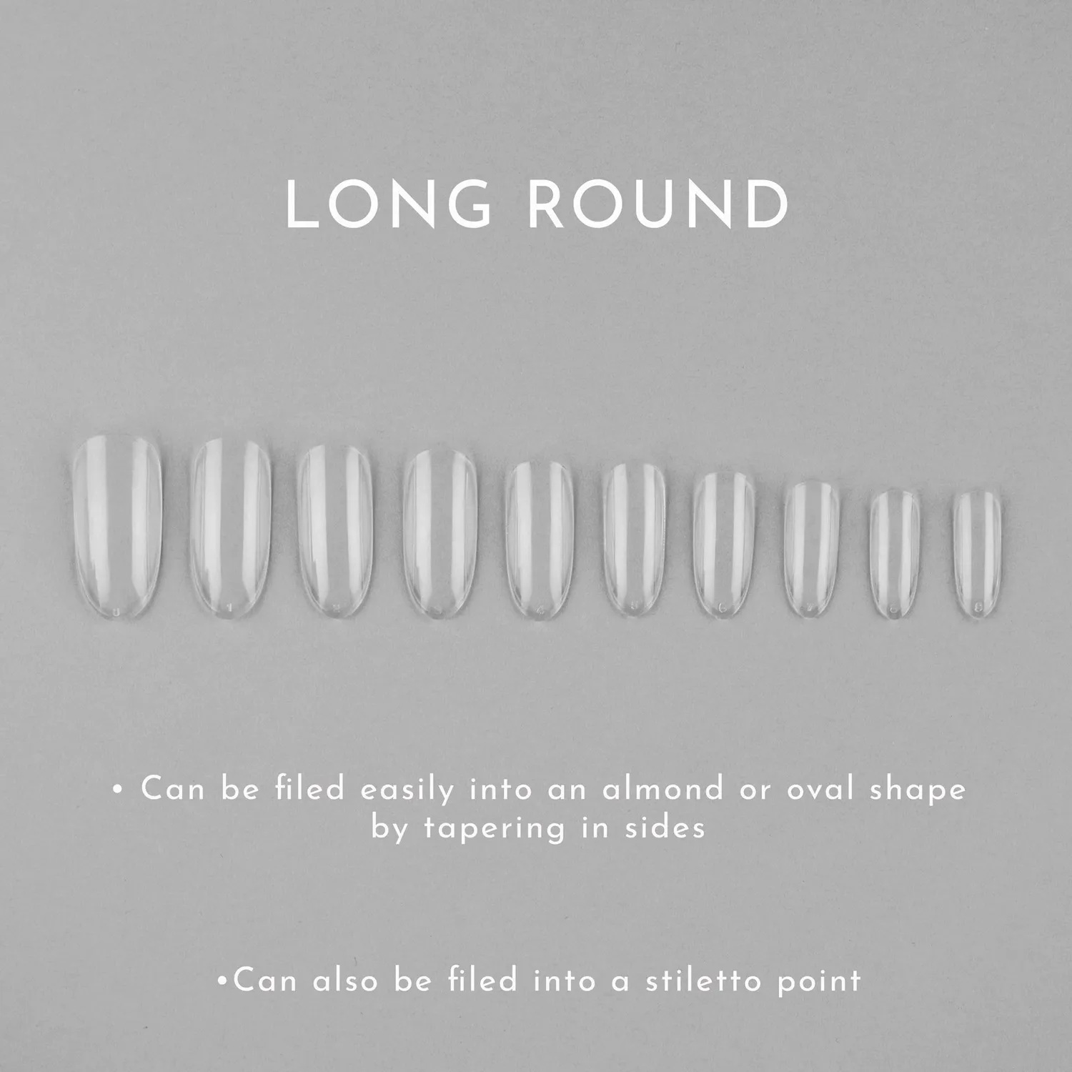 Iz Beauty Long Round Full Cover nageltippar 200-pack klara