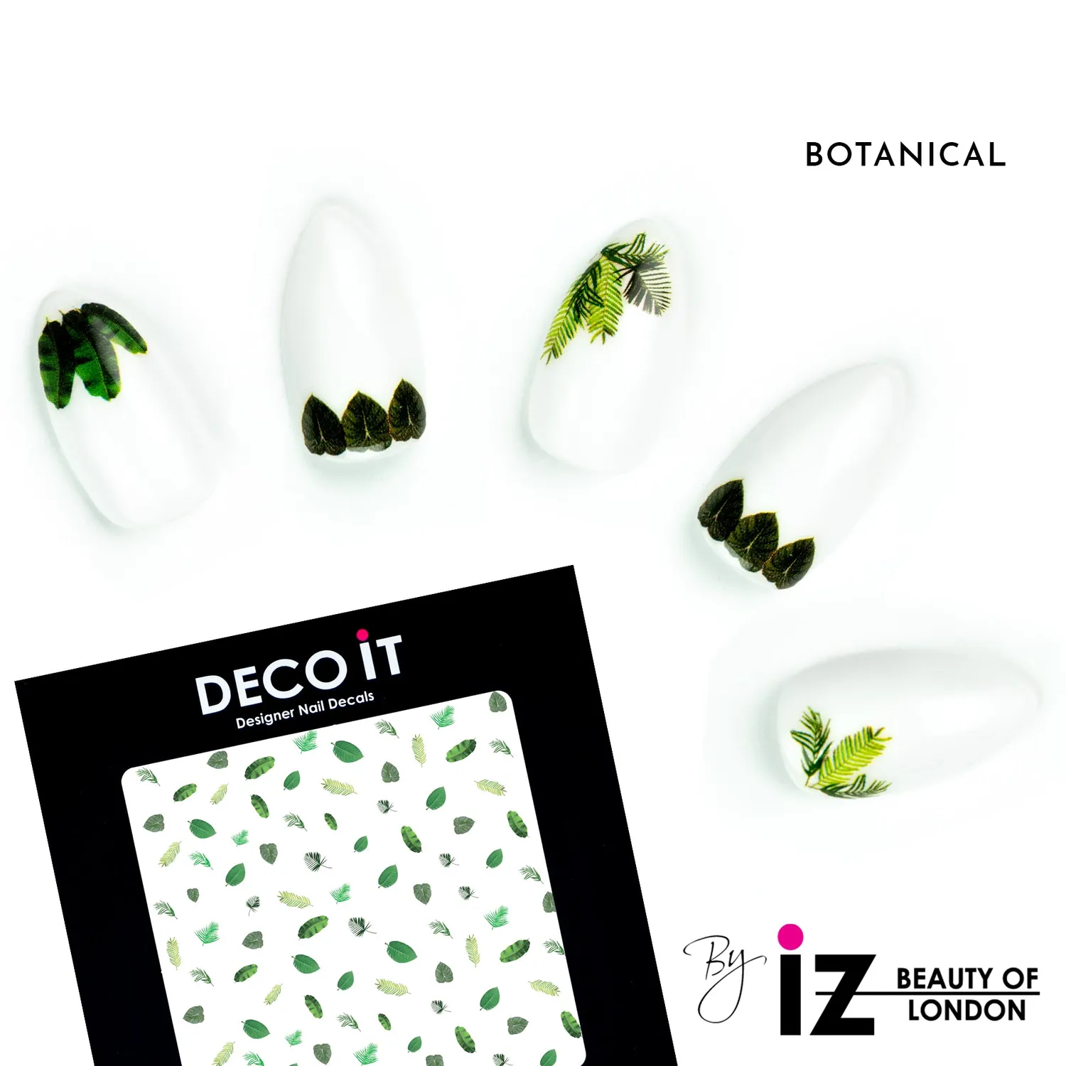 Iz Beauty Botanical nageldekalar gröna blad