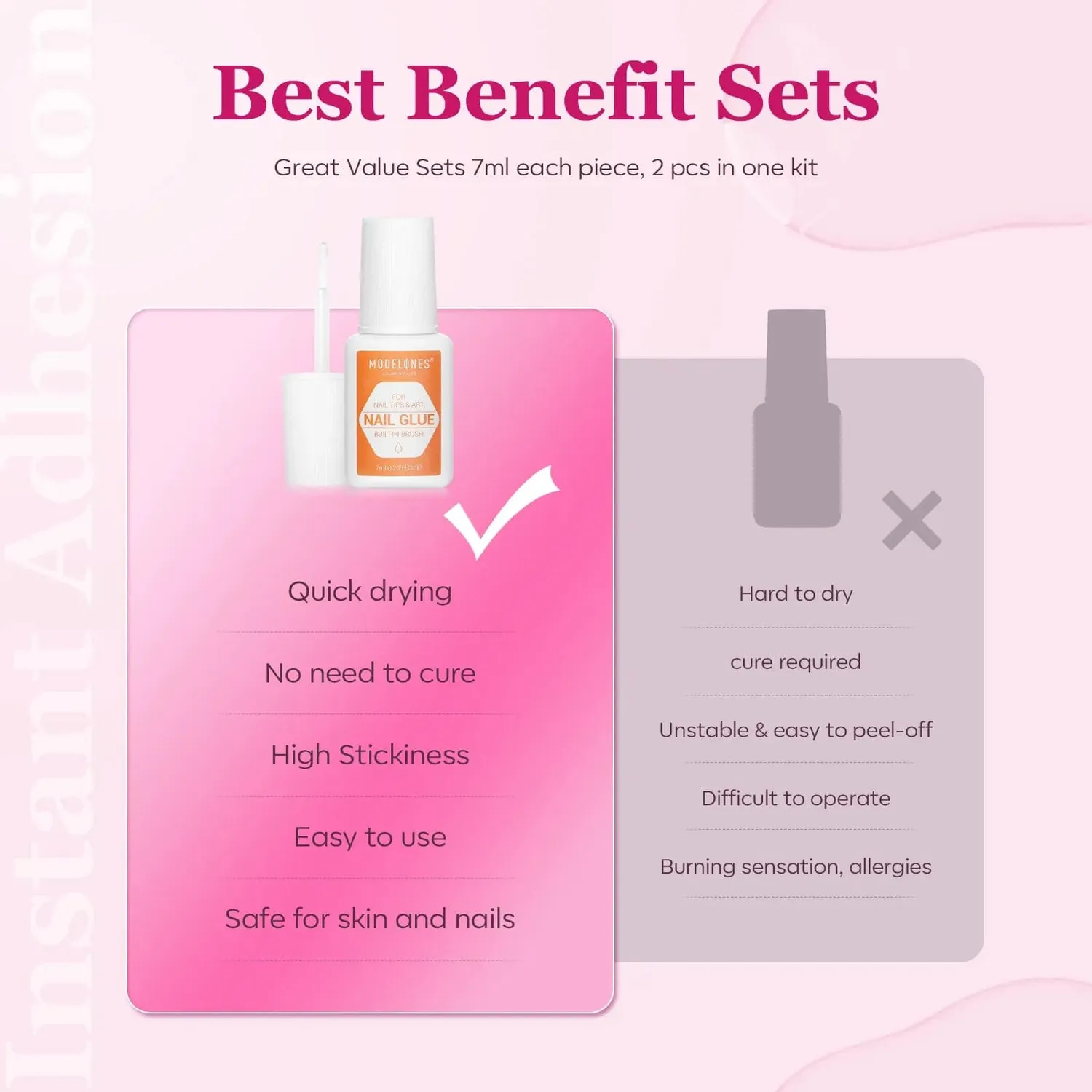 Modelones Built-in Brush Nail Glue Duo nagellim 2-pack pensel