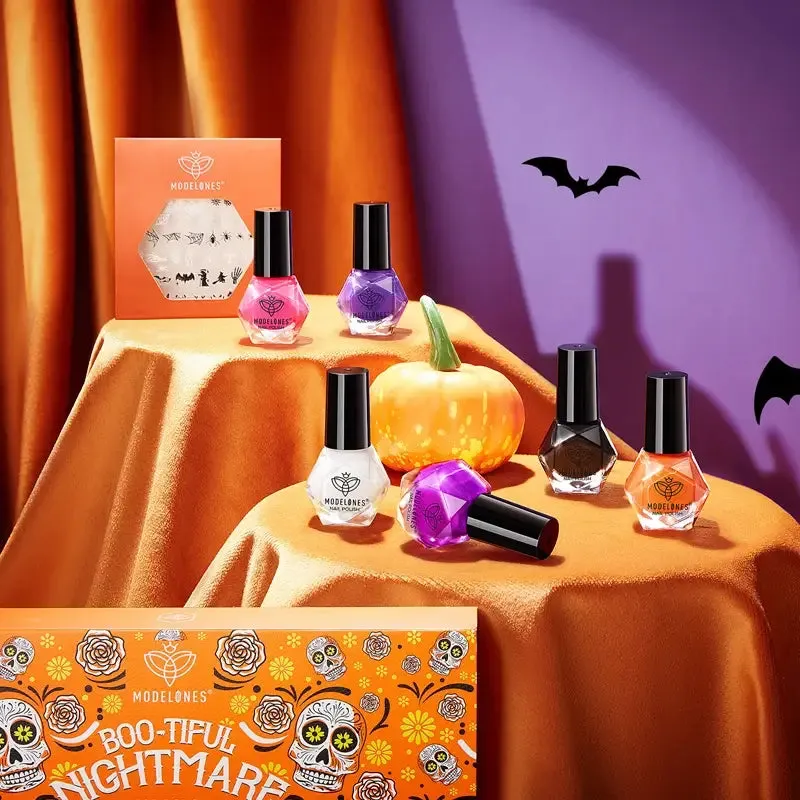 modelones Shattered Mask nagellacksset 6 färger halloween glow