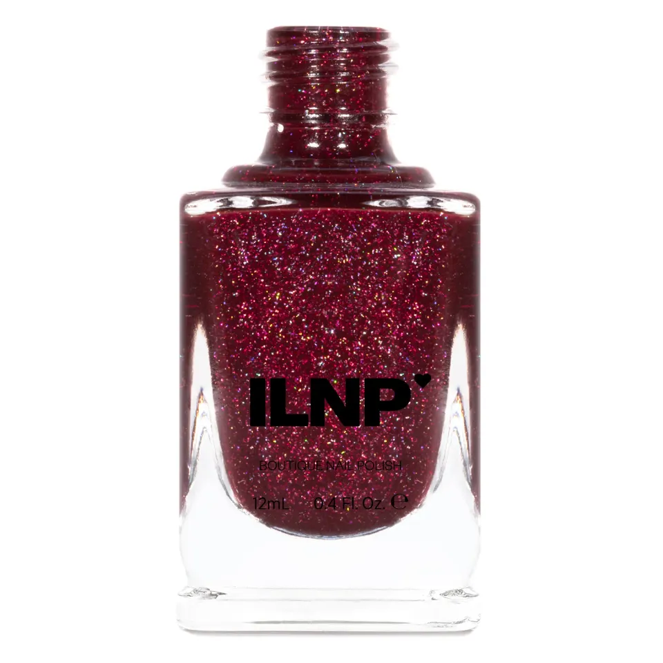 ILNP Vineyard Merlot nagellack vinröd holografisk jelly