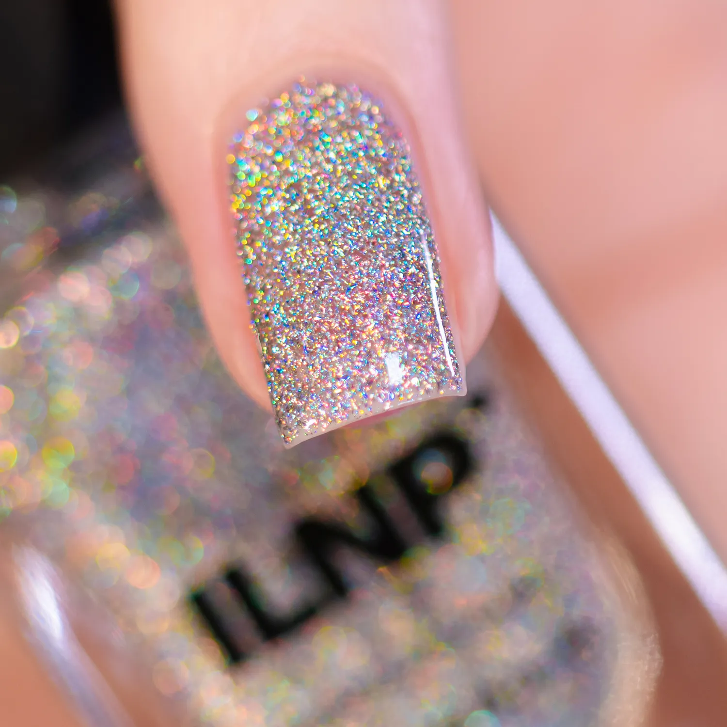 ILNP MEGA X nagellack holografiskt silverglitter