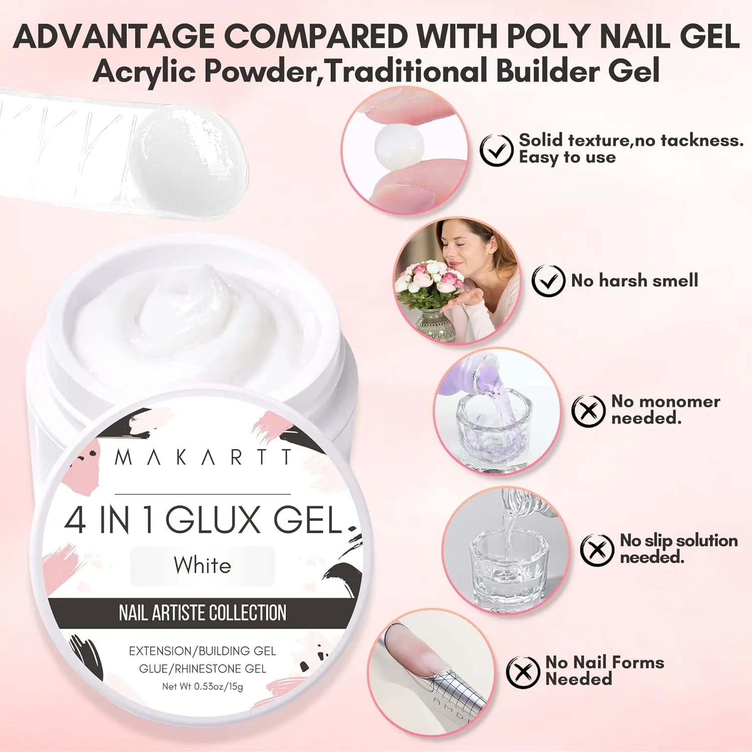 Makartt Glux 4-in-1 solid gel White 15 g multifunktion