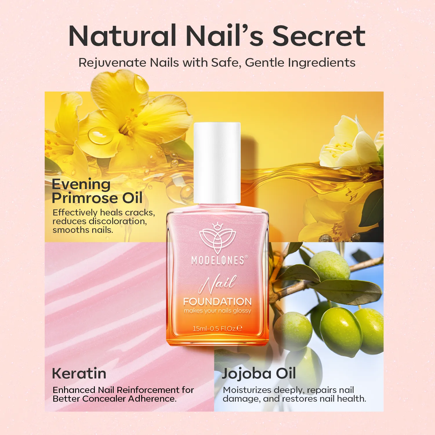 Modelones Nail Foundation Set Sparkle Pink 3-delar