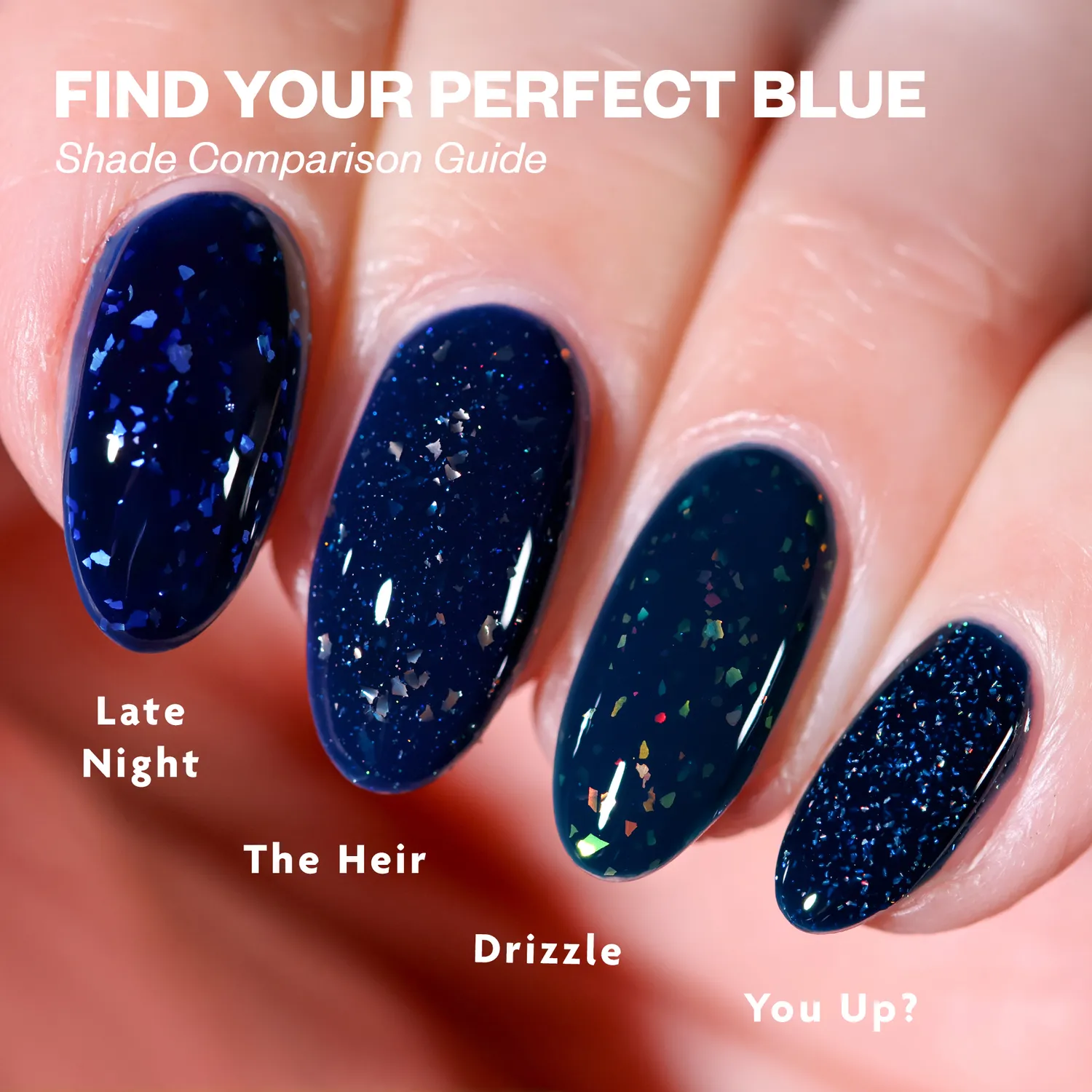 ILNP The Estate The Heir nagellack safirblå kopparflakes