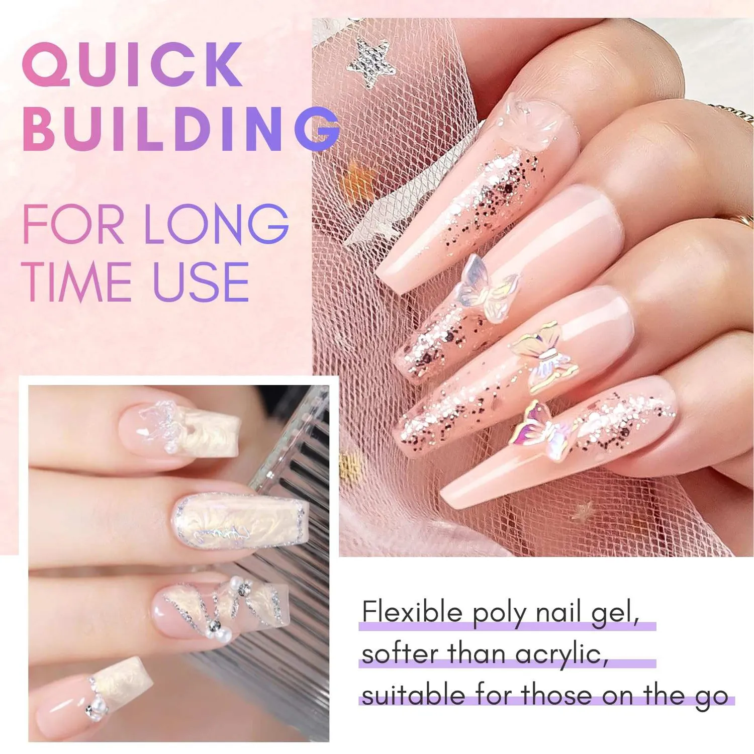Makartt Poly Nail Gel polygel svart mjölkvit 2x50 ml slitstark