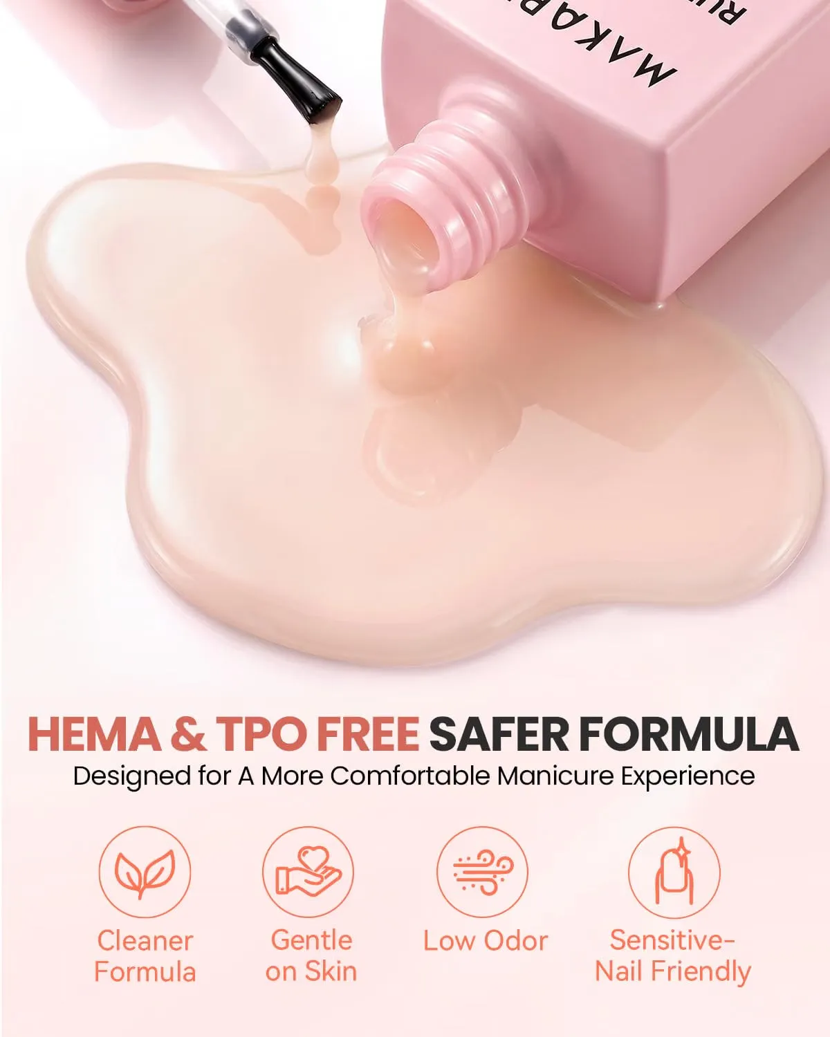 Makartt Hema-free Rubber Builder Base Gel Glitter Nude