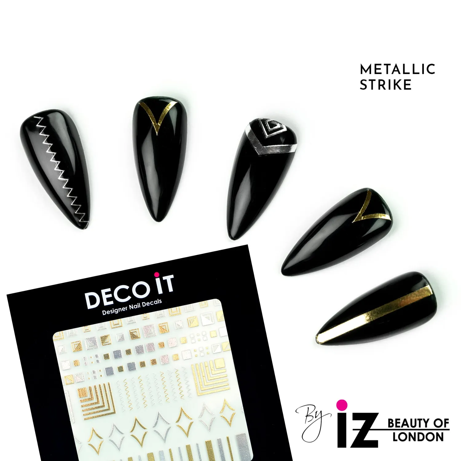 Iz Beauty Metallic Strike nageldekalar silver guld