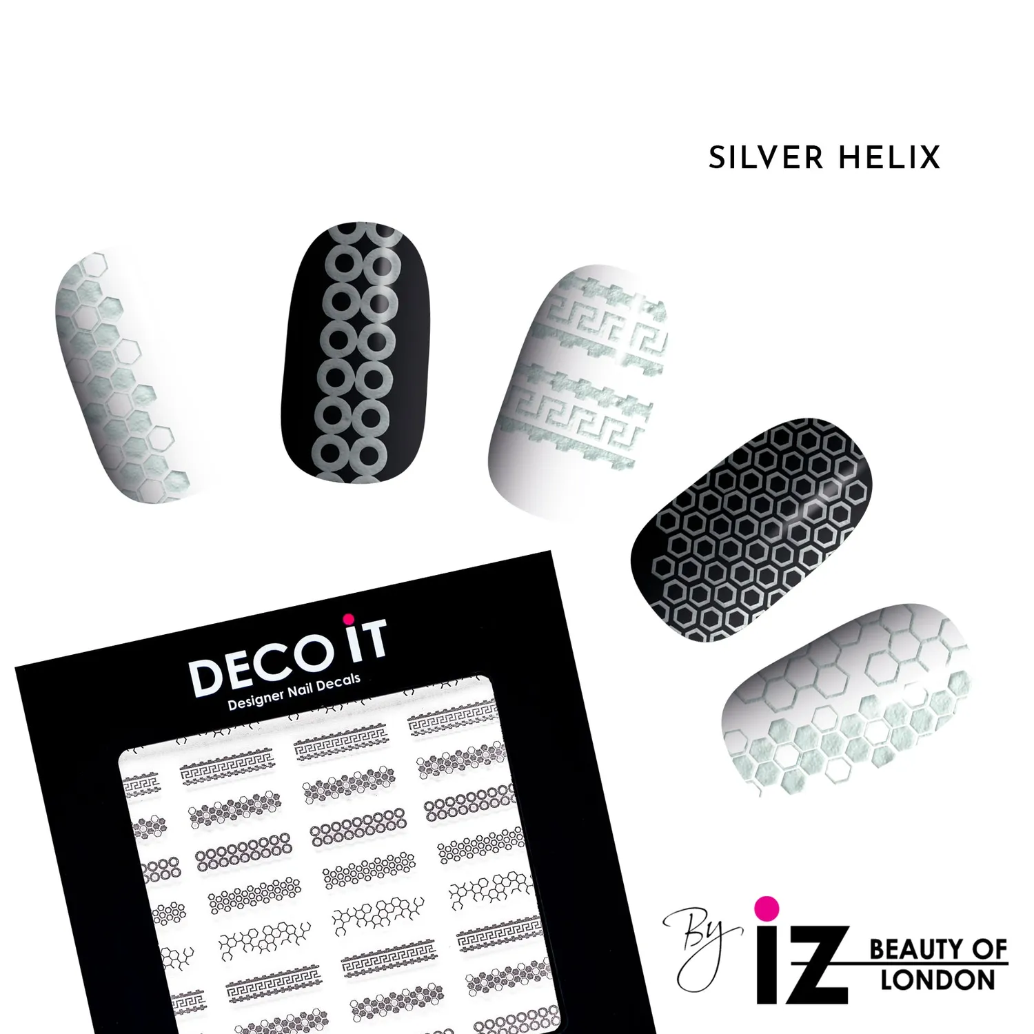 Iz Beauty Silver Helix nageldekalar silver metallic