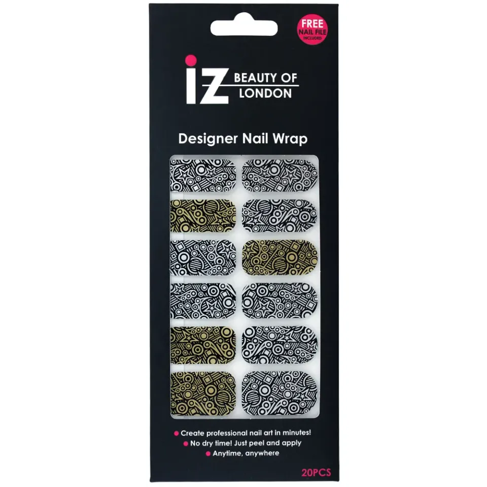 Iz Beauty Gold and Silver Patterned nail wraps guld-silver