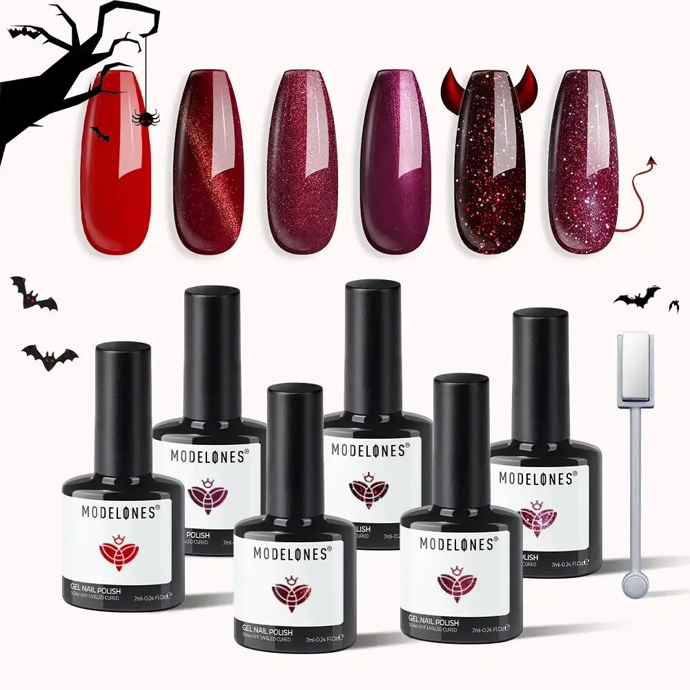 Modelones Crimson Spark gellack 6-pack röd glitter