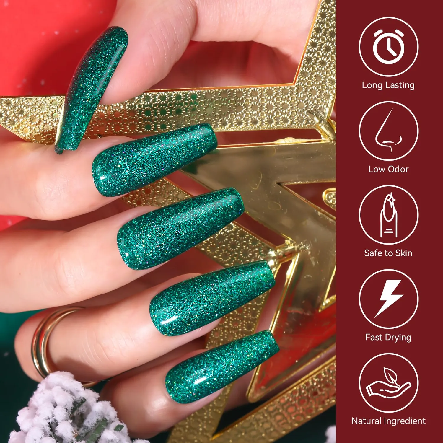 Makartt Christmas Sparkly gellack grön 15ml glitter