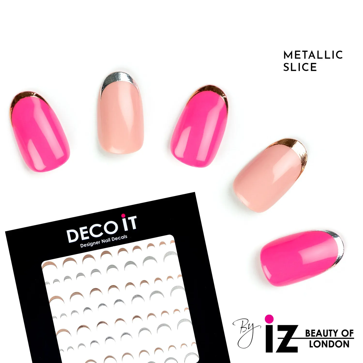 Iz Beauty Metallic Slice nageldekaler rosé 80-pack