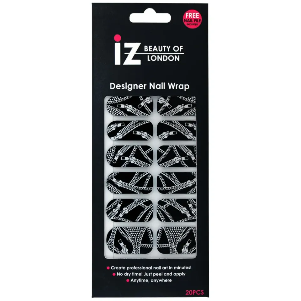 Iz Beauty Monochrome Zips nagelwraps dragkedja