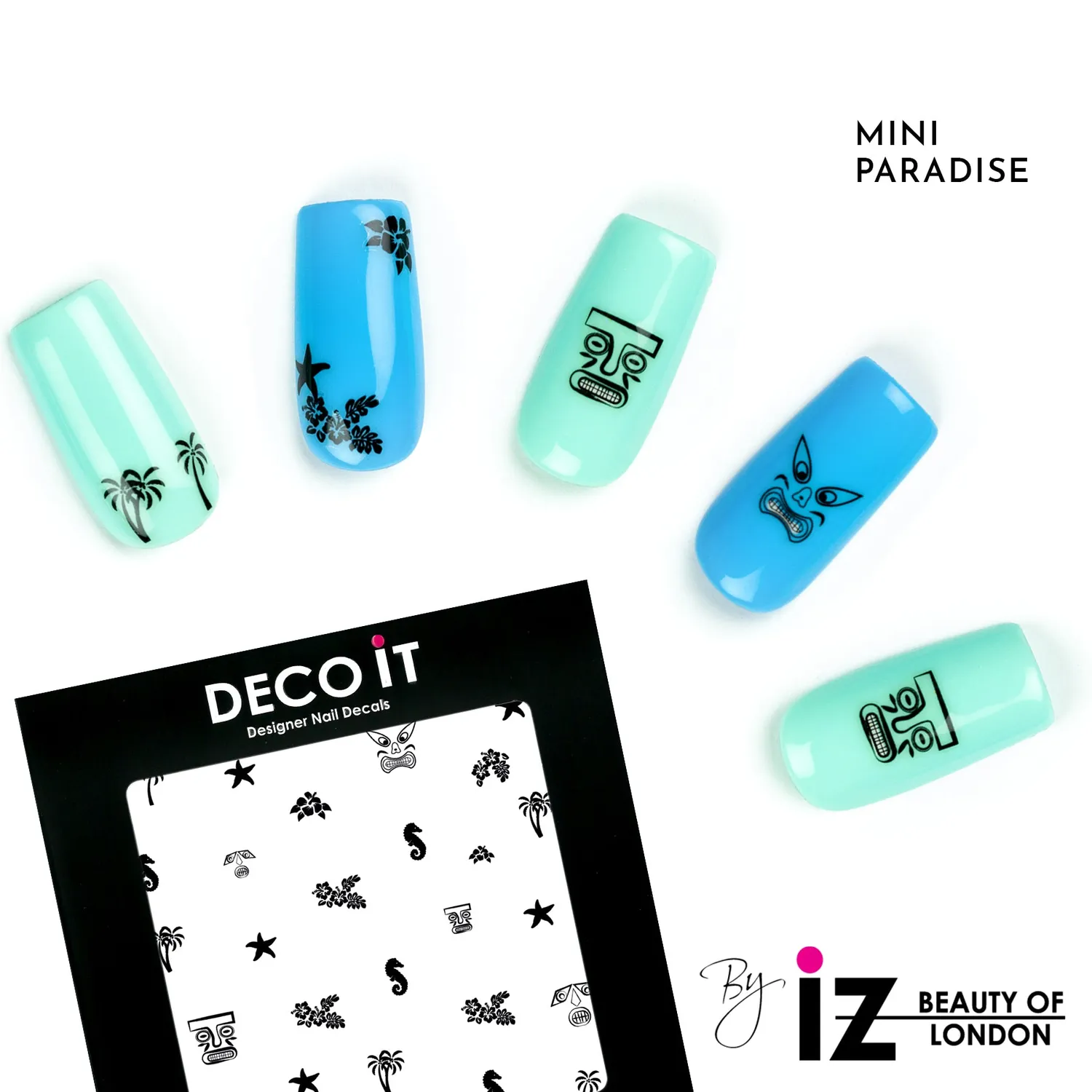 Iz Beauty Mini Paradise nageldekaler svartvit 30-pack