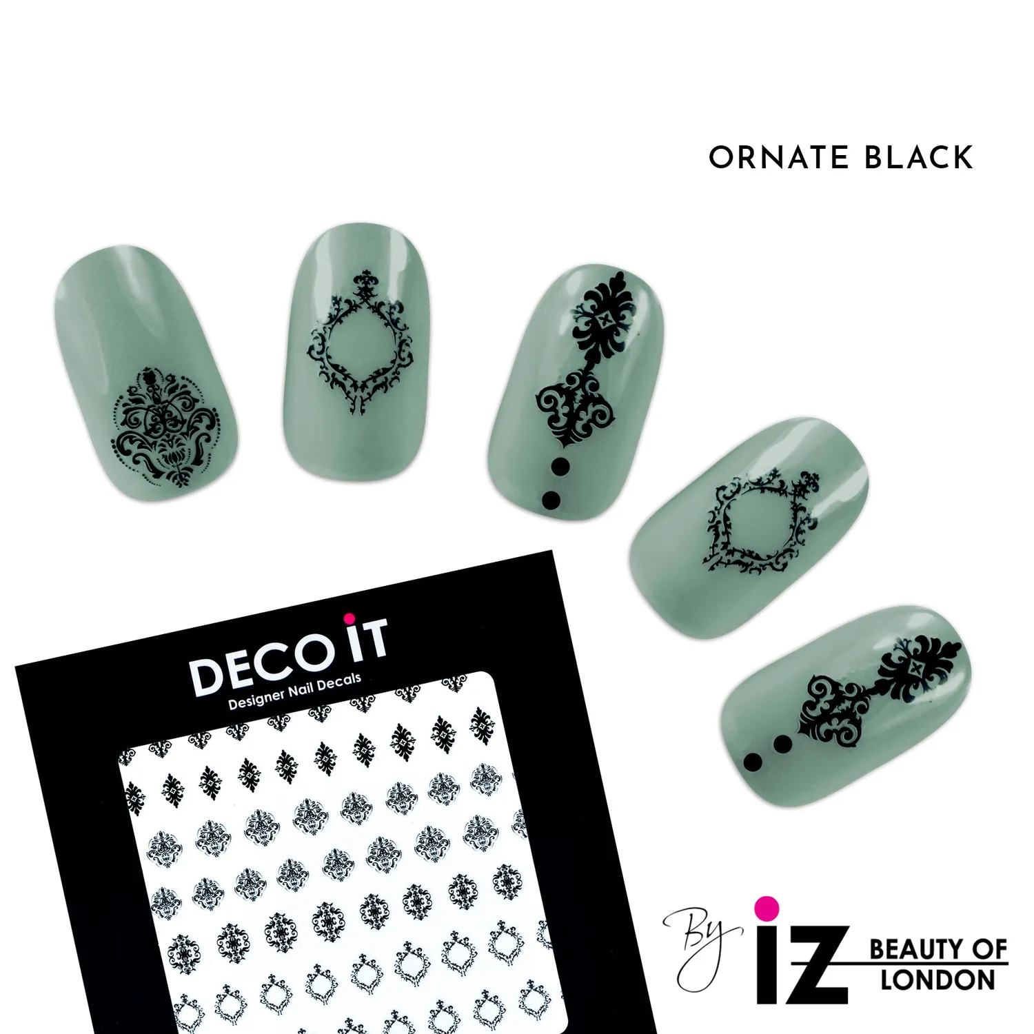 Iz Beauty Ornate Black nageldekaler svart 80-pack