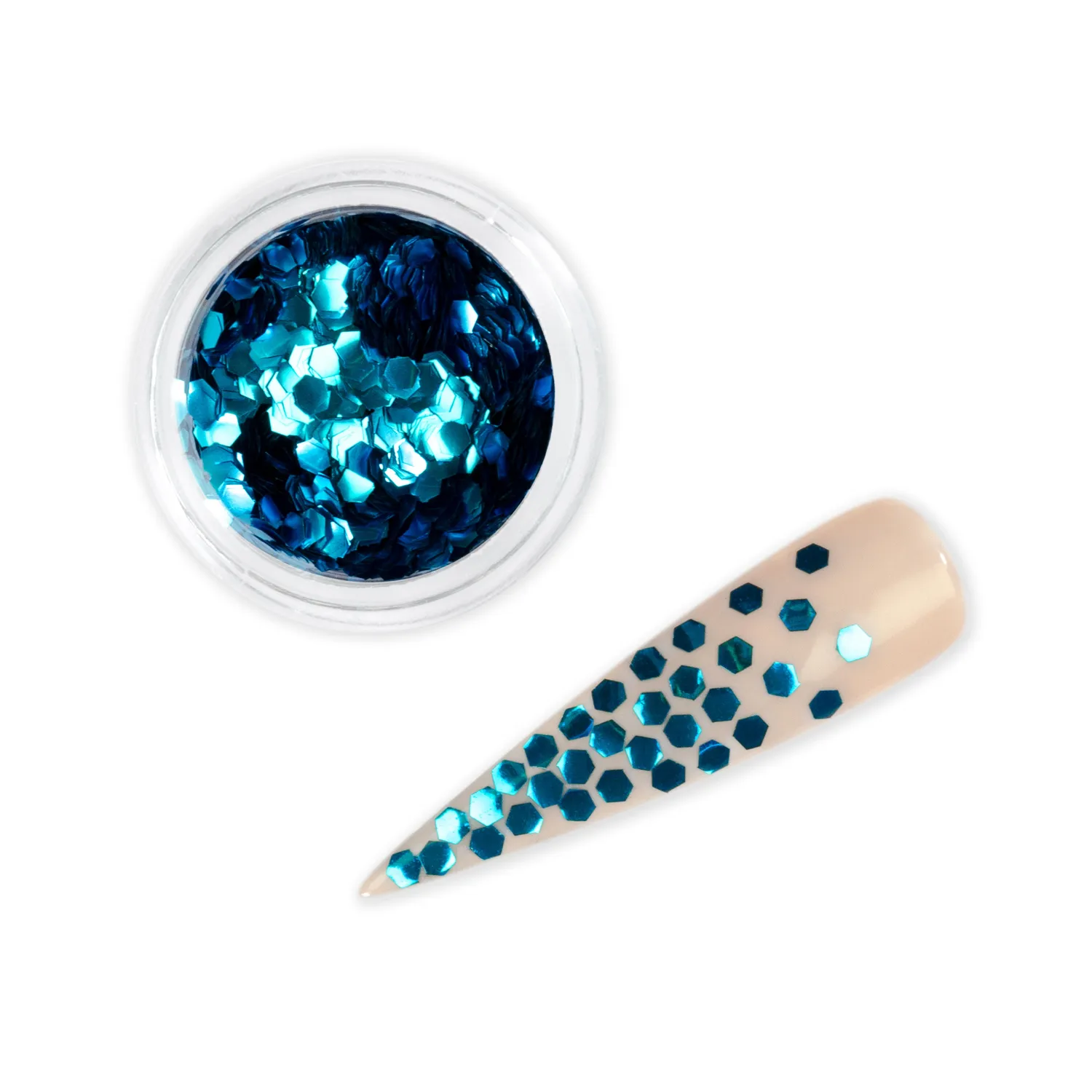 Iz Beauty Azure Hexagon nagelglitter 6g blå