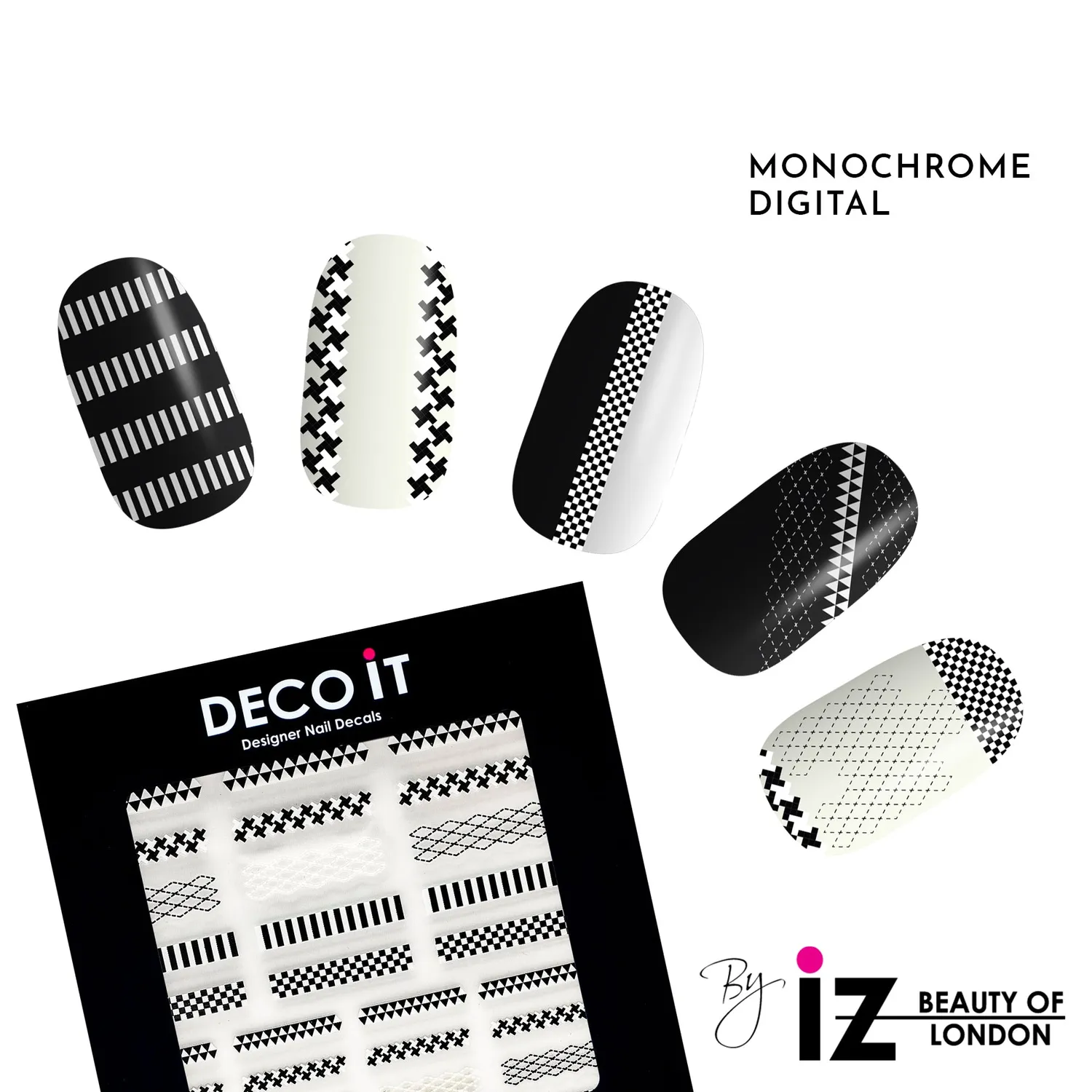 Iz Beauty Digital Monochrome nageldekaler svartvit