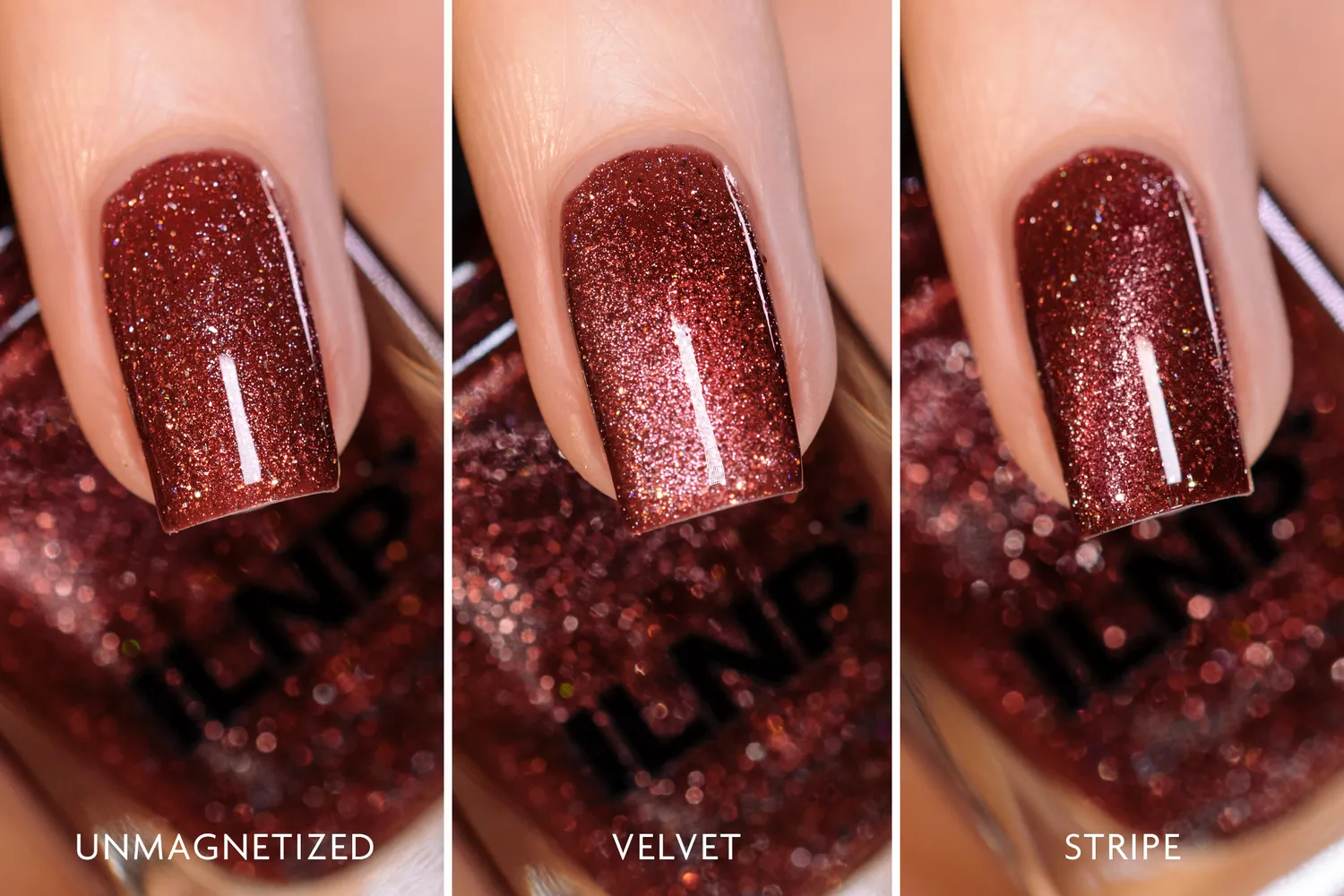 ILNP Cherry Cola magnetiskt nagellack brun magneteffekt