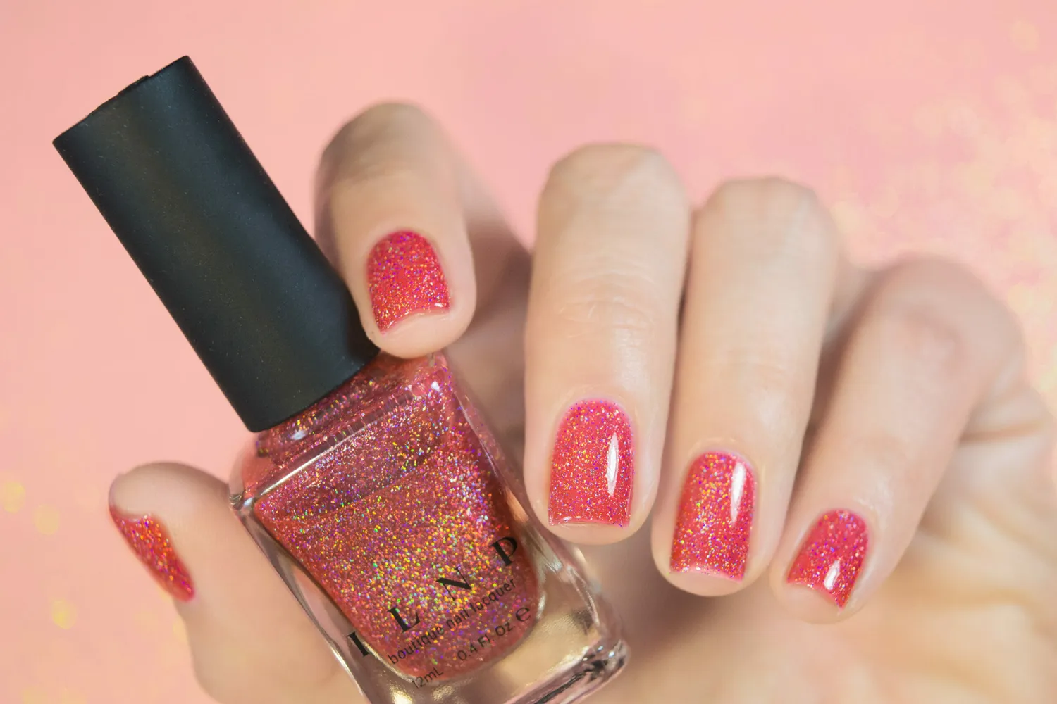 ILNP Sunkissed nagellack vattenmelonrött holografiskt